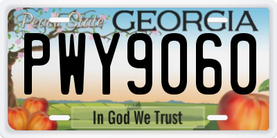 GA license plate PWY9060