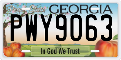 GA license plate PWY9063