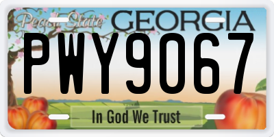GA license plate PWY9067