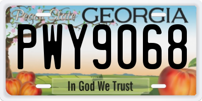 GA license plate PWY9068