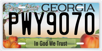 GA license plate PWY9070