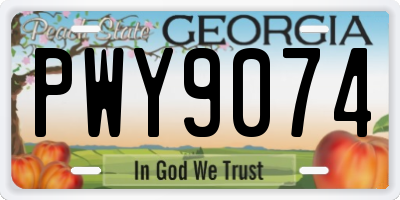 GA license plate PWY9074