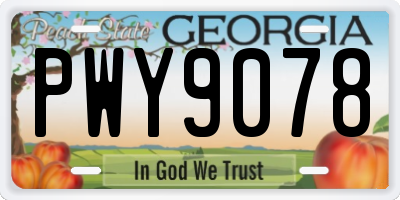 GA license plate PWY9078
