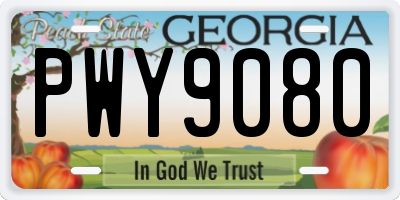 GA license plate PWY9080