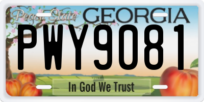 GA license plate PWY9081