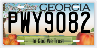 GA license plate PWY9082