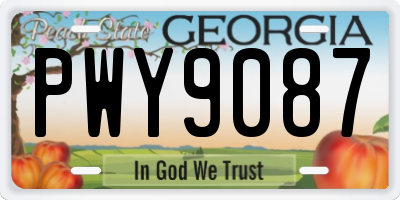 GA license plate PWY9087