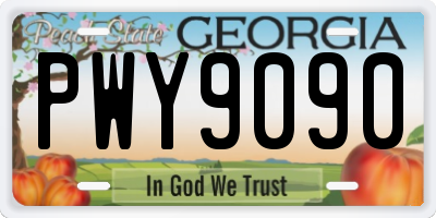 GA license plate PWY9090