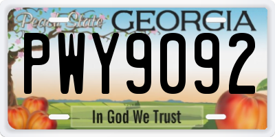 GA license plate PWY9092