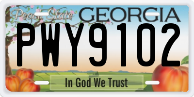 GA license plate PWY9102