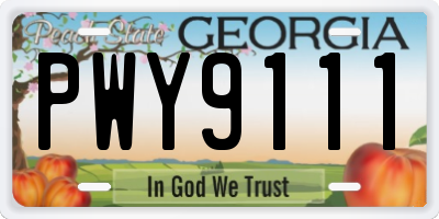 GA license plate PWY9111