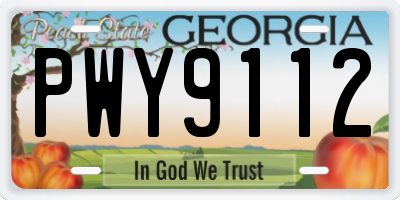 GA license plate PWY9112