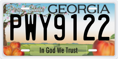 GA license plate PWY9122