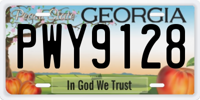 GA license plate PWY9128
