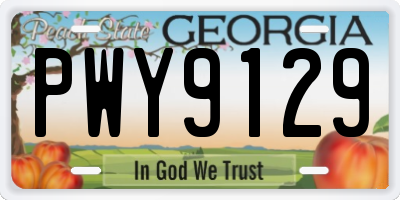GA license plate PWY9129