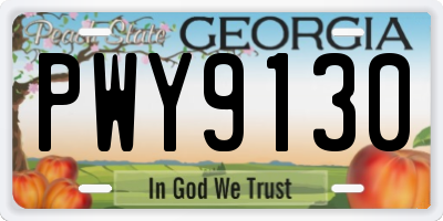 GA license plate PWY9130