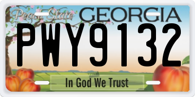 GA license plate PWY9132