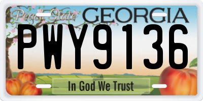 GA license plate PWY9136
