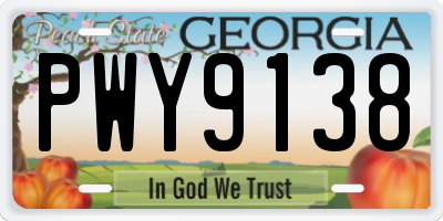 GA license plate PWY9138