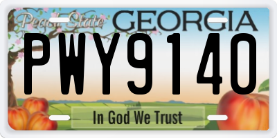 GA license plate PWY9140