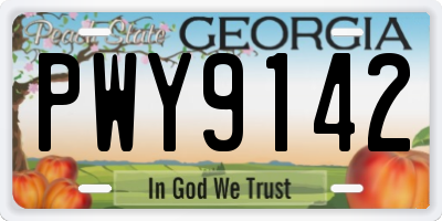 GA license plate PWY9142
