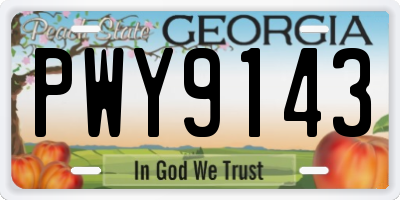 GA license plate PWY9143