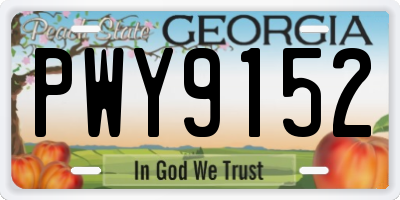 GA license plate PWY9152