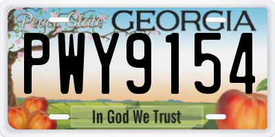 GA license plate PWY9154