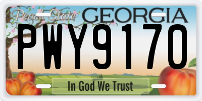 GA license plate PWY9170