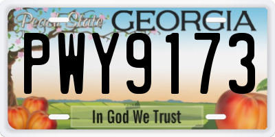 GA license plate PWY9173