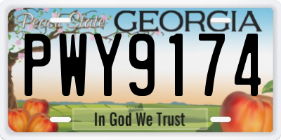GA license plate PWY9174