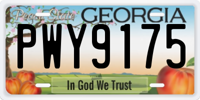 GA license plate PWY9175