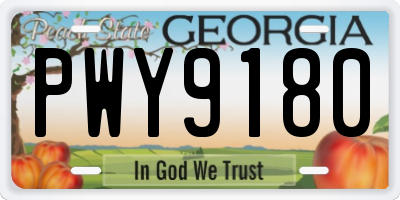GA license plate PWY9180