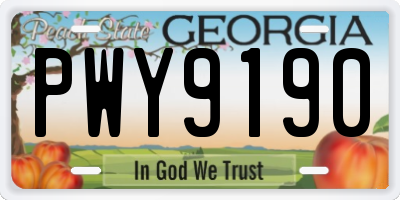 GA license plate PWY9190