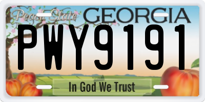 GA license plate PWY9191
