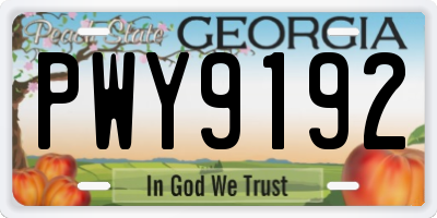 GA license plate PWY9192