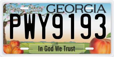 GA license plate PWY9193