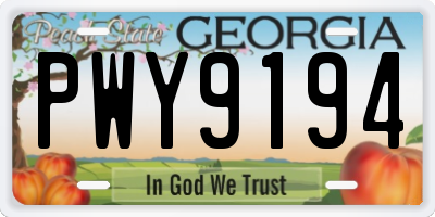 GA license plate PWY9194