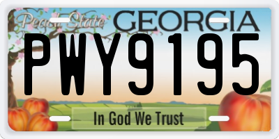 GA license plate PWY9195