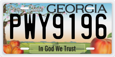 GA license plate PWY9196