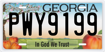 GA license plate PWY9199