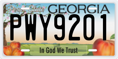 GA license plate PWY9201