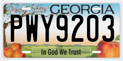 GA license plate PWY9203