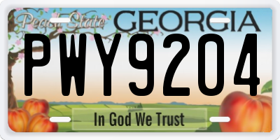 GA license plate PWY9204