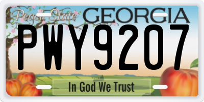 GA license plate PWY9207