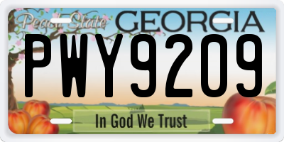 GA license plate PWY9209