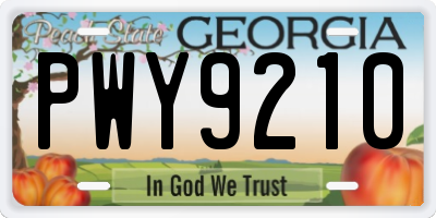 GA license plate PWY9210