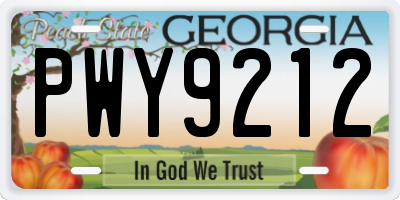 GA license plate PWY9212