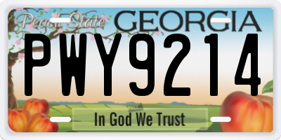 GA license plate PWY9214