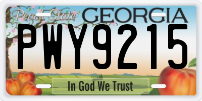 GA license plate PWY9215